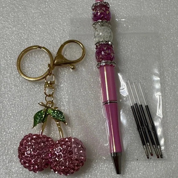 ✨ Pink Cherry Keychain & Pen Set ✨ - Picture 8 of 8